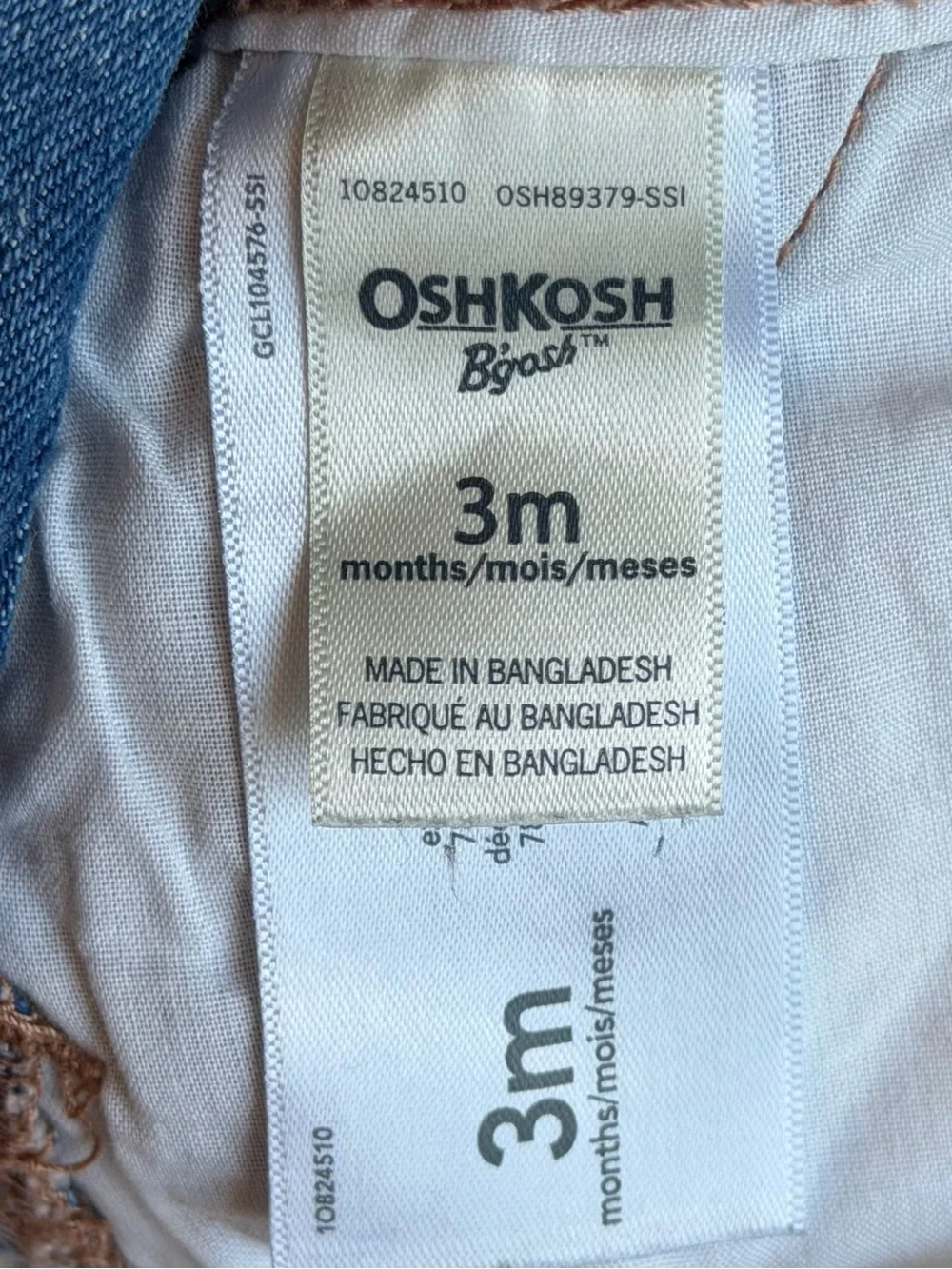 Vintage Y2K OshKosh B'gosh Denim Shortalls Embroidered Flowers Vestbak Size 3M
